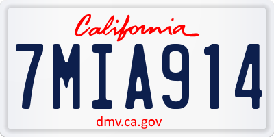 CA license plate 7MIA914