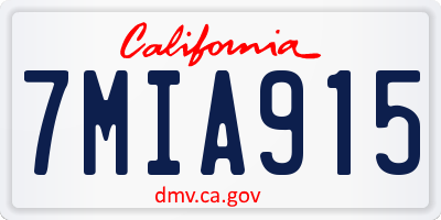 CA license plate 7MIA915