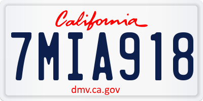 CA license plate 7MIA918