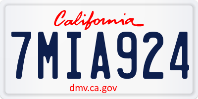 CA license plate 7MIA924