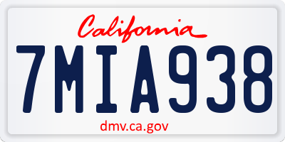 CA license plate 7MIA938