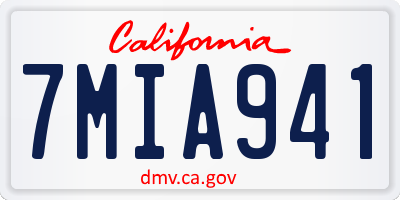 CA license plate 7MIA941