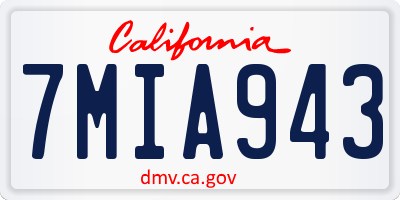 CA license plate 7MIA943