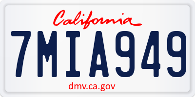 CA license plate 7MIA949