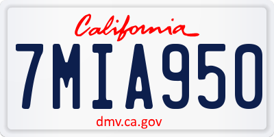 CA license plate 7MIA950