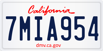 CA license plate 7MIA954