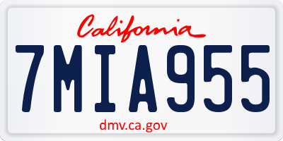 CA license plate 7MIA955
