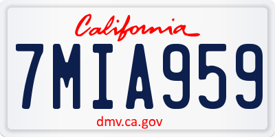 CA license plate 7MIA959