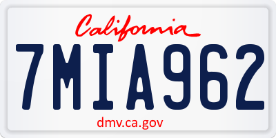 CA license plate 7MIA962