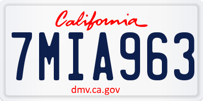 CA license plate 7MIA963