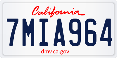 CA license plate 7MIA964