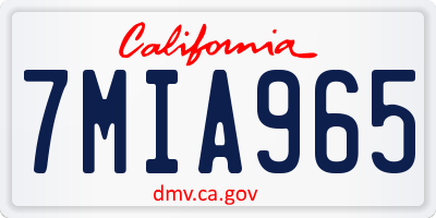 CA license plate 7MIA965