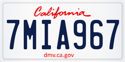 CA license plate 7MIA967