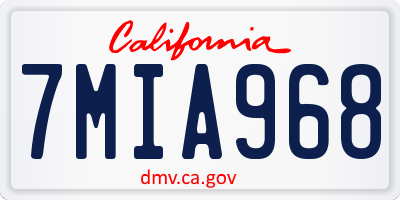 CA license plate 7MIA968