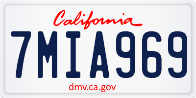 CA license plate 7MIA969