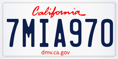 CA license plate 7MIA970
