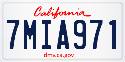 CA license plate 7MIA971