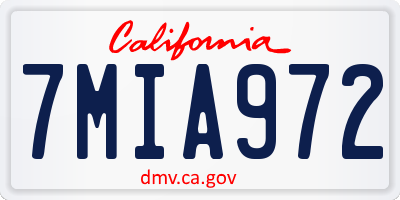 CA license plate 7MIA972