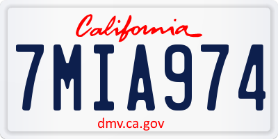 CA license plate 7MIA974