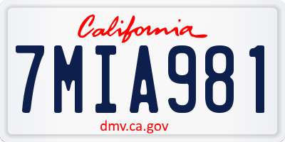 CA license plate 7MIA981
