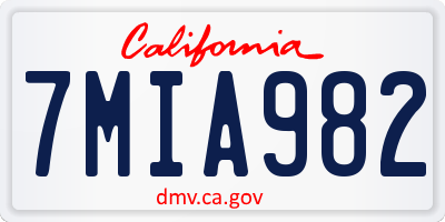 CA license plate 7MIA982