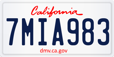 CA license plate 7MIA983