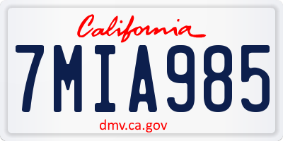 CA license plate 7MIA985