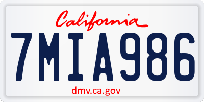 CA license plate 7MIA986