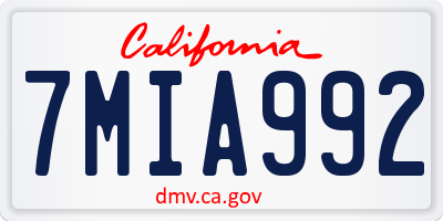 CA license plate 7MIA992