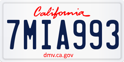 CA license plate 7MIA993