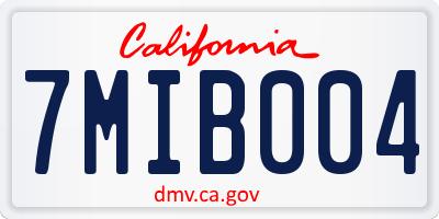 CA license plate 7MIB004