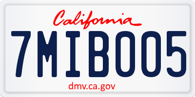 CA license plate 7MIB005