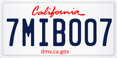 CA license plate 7MIB007