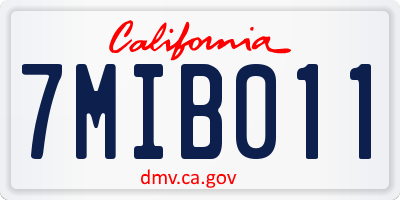 CA license plate 7MIB011