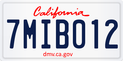 CA license plate 7MIB012