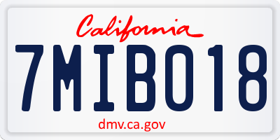 CA license plate 7MIB018