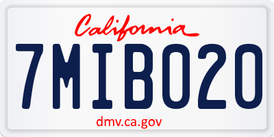 CA license plate 7MIB020