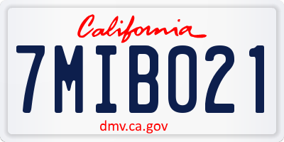 CA license plate 7MIB021