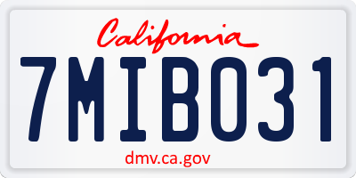 CA license plate 7MIB031