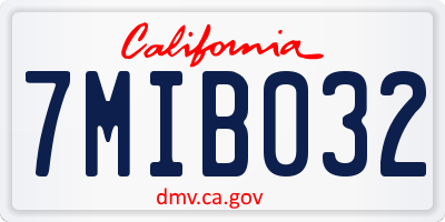 CA license plate 7MIB032