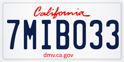 CA license plate 7MIB033