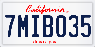 CA license plate 7MIB035