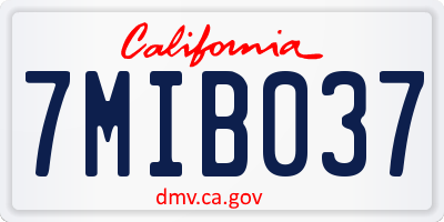 CA license plate 7MIB037