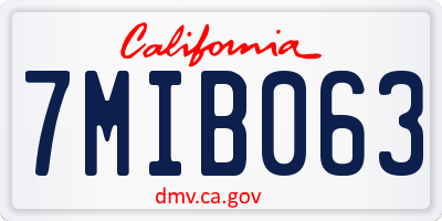 CA license plate 7MIB063