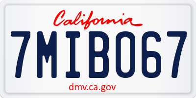 CA license plate 7MIB067