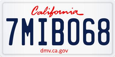 CA license plate 7MIB068