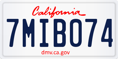 CA license plate 7MIB074