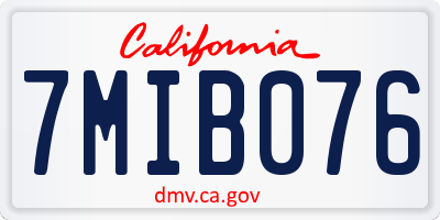 CA license plate 7MIB076