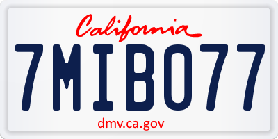 CA license plate 7MIB077