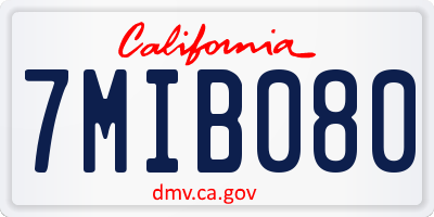 CA license plate 7MIB080